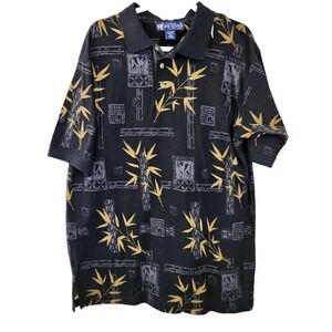 Vintage Big Dogs Hawaiian‎ Polo Shirt Mens Large Multicolor Floral Short Sleeve